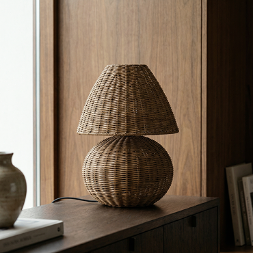 Korg Rattan Table Lamp Brown Cut Out