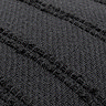close up zoomed in image on black cushion with textured tuft stripes