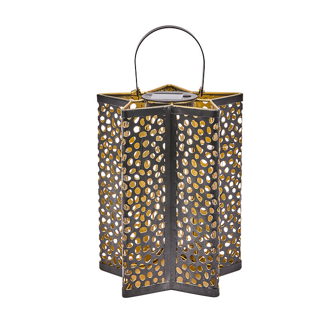 image cut out on white background of tall star shaped lantern with handle