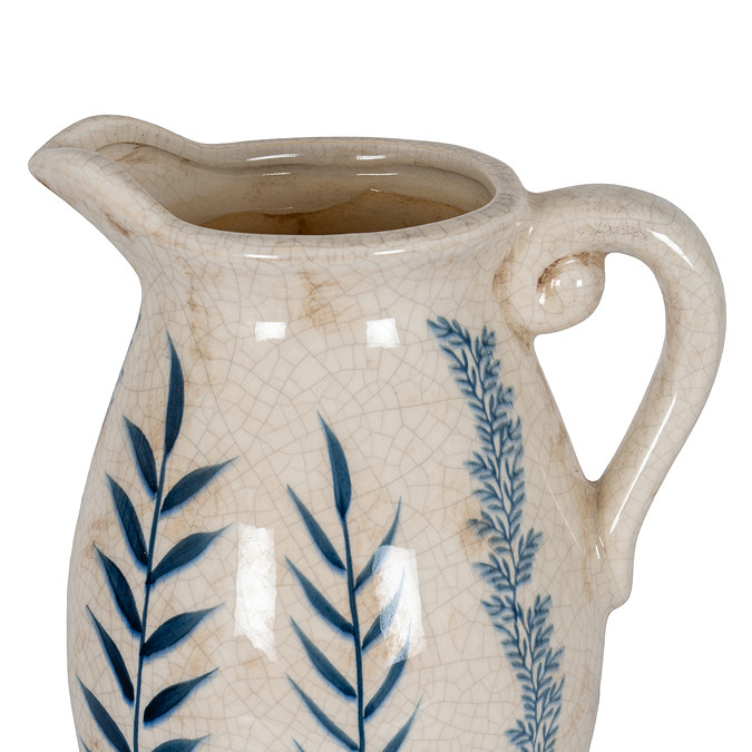 Large Flora Olpe Jug Vase Blue and White