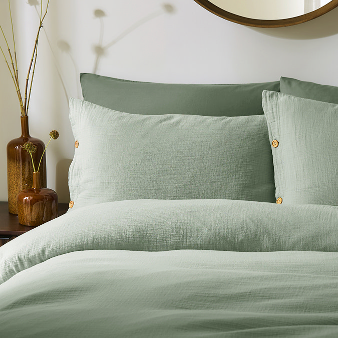 Lark Muslin Duvet Cover Set - Eucalyptus carousel image