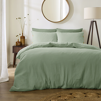 Lark Muslin Duvet Cover Set - Eucalyptus main image