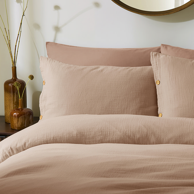 Lark Muslin Duvet Cover Set - Pink Clay carousel image