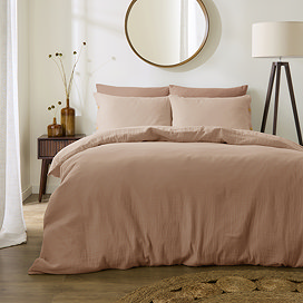 Lark Muslin Duvet Cover Set - Pink Clay main image