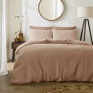Lark Muslin Duvet Cover Set - Pink Clay main image