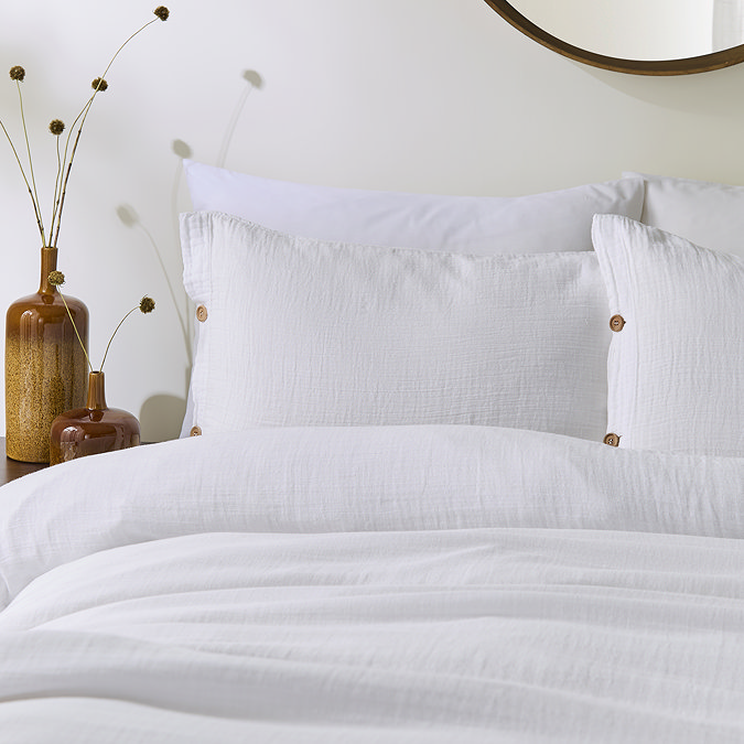 Lark Muslin Duvet Cover Set - White carousel image