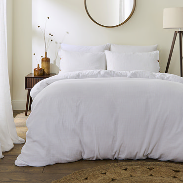 Lark Muslin Duvet Cover Set - White carousel image