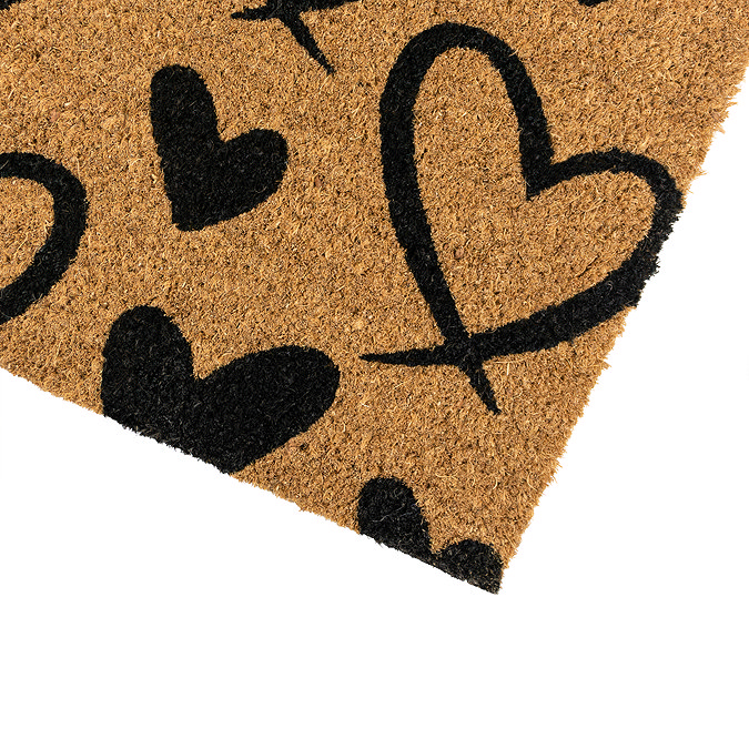 Coir Doormat Hearts close up image 2