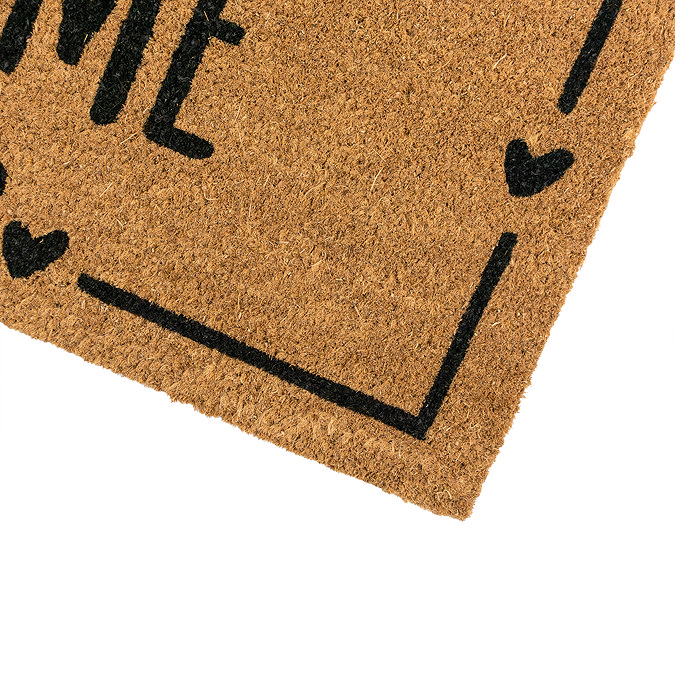 Coir doormat Home hearts close up image 2