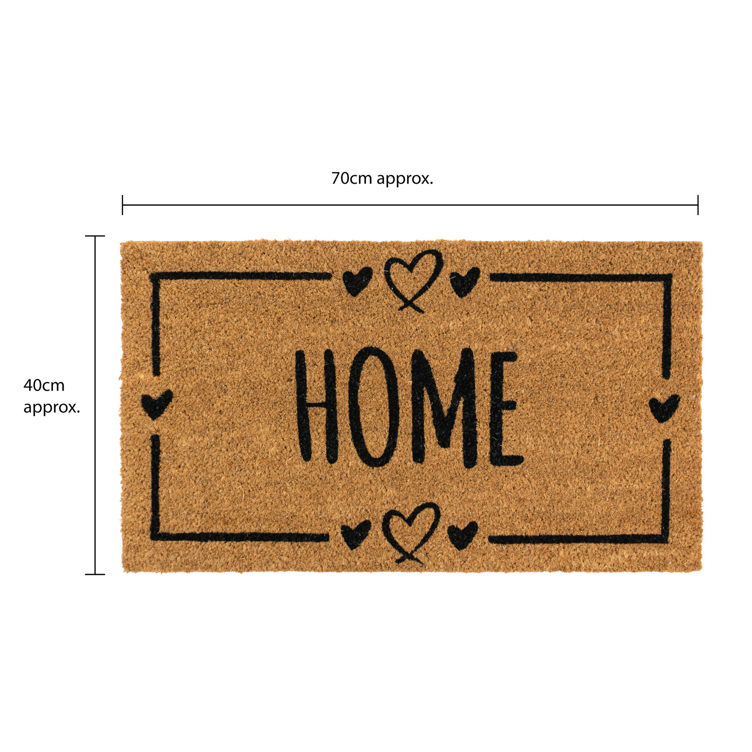 line dimensions image of rectangular natural doormat