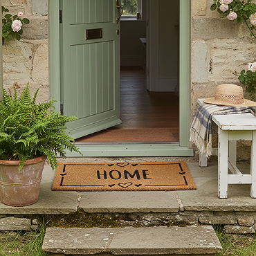image cut out on white background of rectangular natural doormat