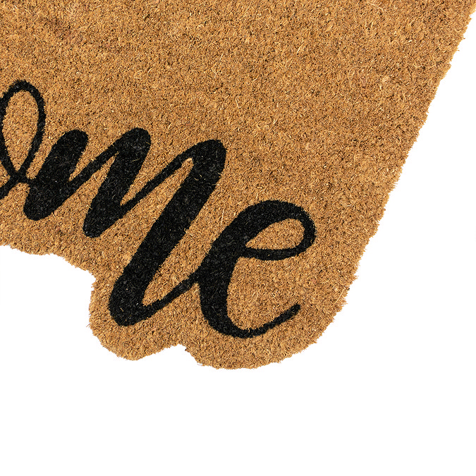 Coir shaped welcome mat close up image 2