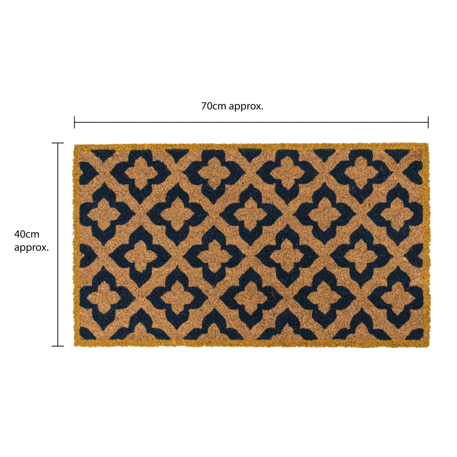 line dimensions image on white background of rectangular doormat