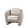 image cut out on white background of rattan curved back single armchair