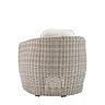 image cut out on white background taken from the back of curved rattan garden armchair