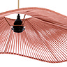 close up image of underneath terracotta wavy woven lamp shade