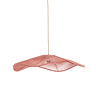 image of woven wavy lamp shade with long hanging cable, in terracotta colour
