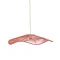 image of woven wavy lamp shade with long hanging cable, in terracotta colour