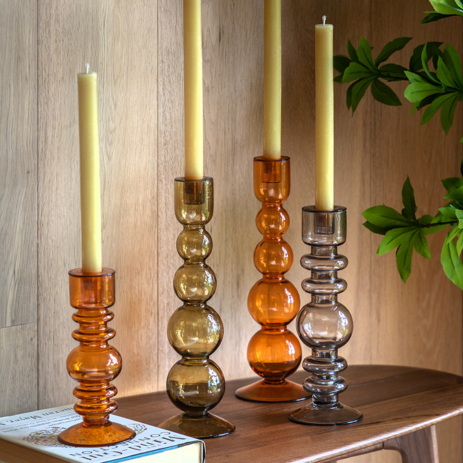 Leo Glass Taper Candlestick