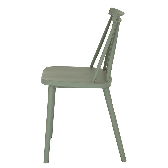 side on image cut out on white background of french grey spindled chair