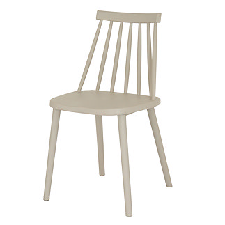 image cut out on white background of putty grey chair with spindled back