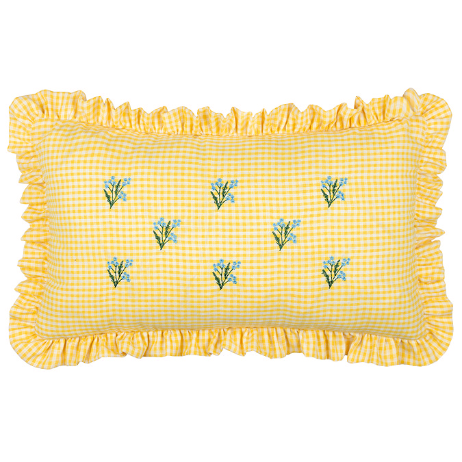 Les petite fleurs yellow cushion