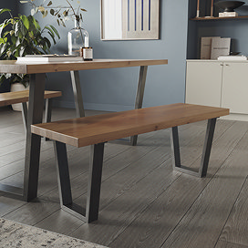 Liberty Solid Wood Dining Bench - Oak & Black main image