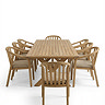 cut out image of 8 seater rectangular acacia wood dining table and chairs