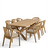 angled cut out image of 8 seater acacia wood dining table with chairs