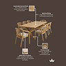 image of acacia wood dining table and chairs with material specification