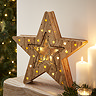 set of 2 wooden star decorations, the smaller nestled inside the larger