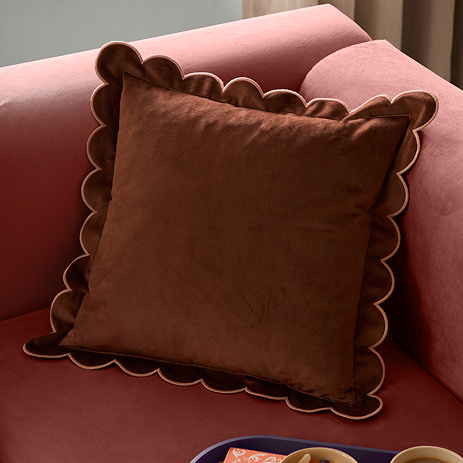 Lil scallop chestnut and slipper cushion image