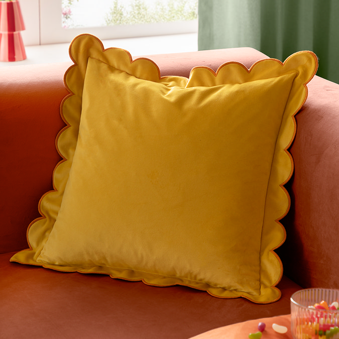 lil scallop cushion in lemon and ginger image 