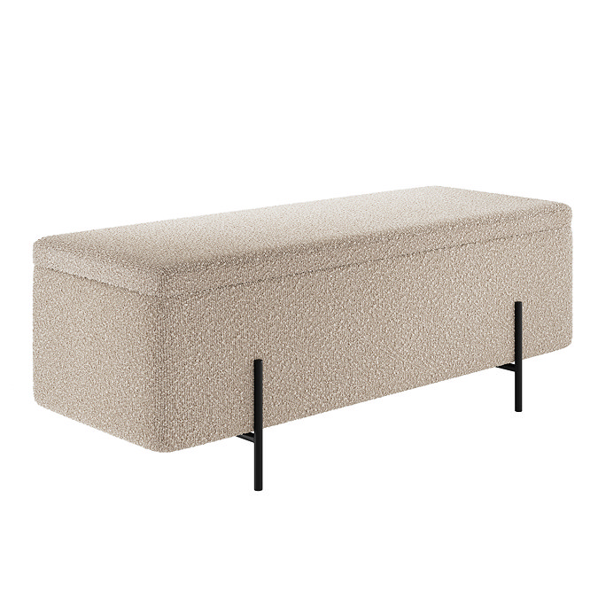 Lilly buff boucle storage ottoman