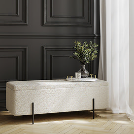 Lilly Boucle Storage Ottoman - Ivory main image