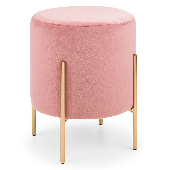 image of dusky pink pouffe with gold legs, cut out on white background