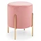 image of dusky pink pouffe with gold legs, cut out on white background