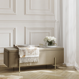 Lilly Beige Velvet ottoman image