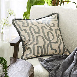 Lina Abstract Printed Cushion - Blue Grey main image