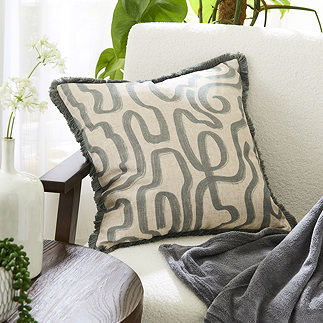 Lina Abstract Printed Cushion - Blue Grey main image