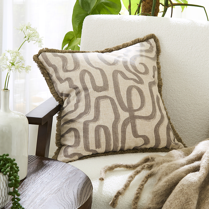 Lina Abstract Printed Cushion - Natural main image