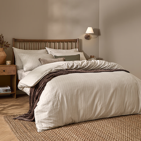 Linear Stripe Duvet Cover Set Natural