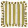 Linen Stripe Cushion in Linen and Olive