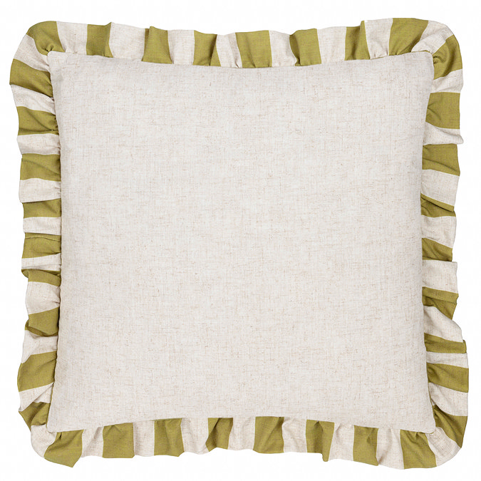 Linen Stripe Cushion in Linen and Olive