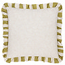 Linen Stripe Cushion in Linen and Olive