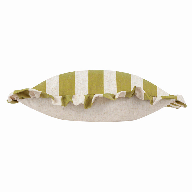 Linen Stripe Cushion in Linen and Olive