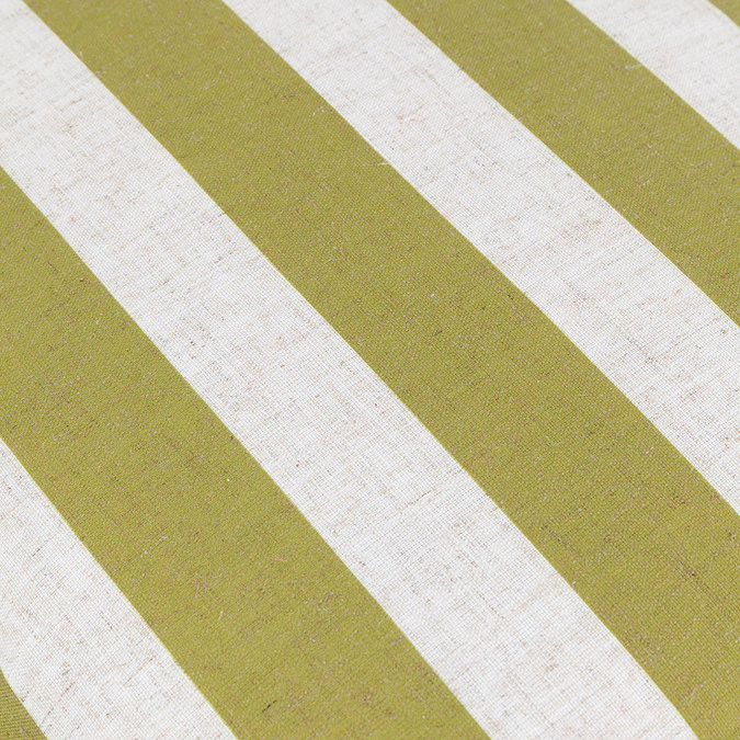Linen Stripe Cushion in Linen and Olive