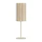image cut out on white background of linen cylindrical table lamp, no light