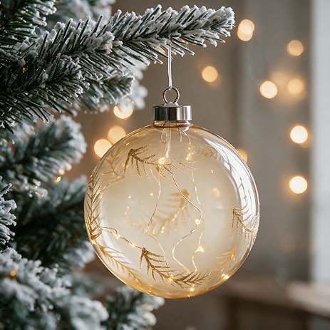 Linnea feather etched bauble