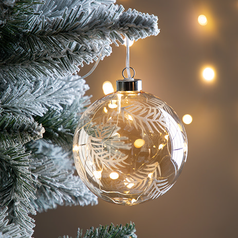 Linnea Feather Etched christmas tree bauble